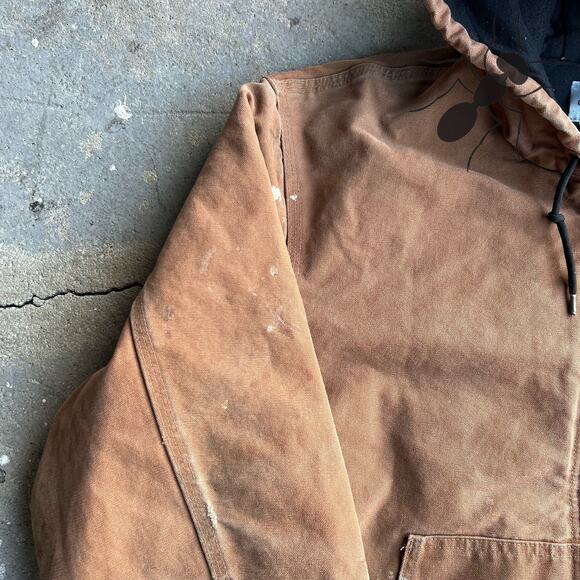 Y2K painted brown carhartt hooded work wear jacket - Picture 8 of 13